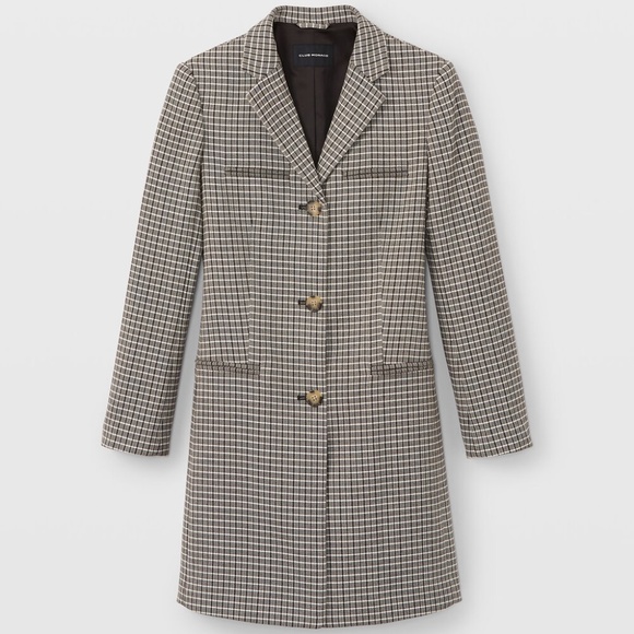 Checkered Three-Button Coat - Brand New - NEVER WORN - Grey Multi Check - Picture 5 of 5